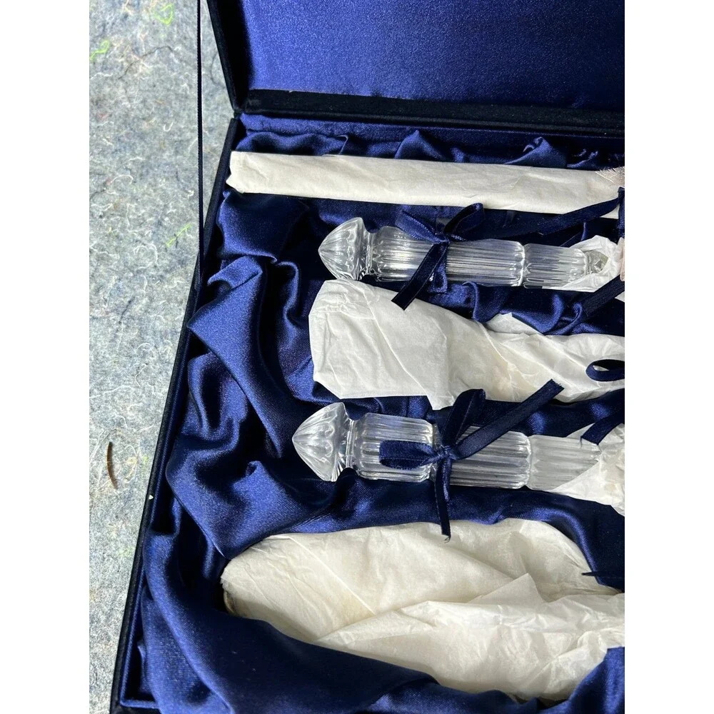 Royal Limited Serving Set Style 34302 Crystal Handles Velvet Case New Old Stock